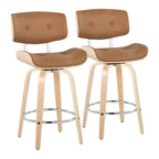 C Leksand 26 Fixed-Height Counter Stool with Bent Wood Legs (Set of 2)