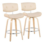 C Leksand 26 Fixed-Height Counter Stool with Bent Wood Legs (Set of 2)