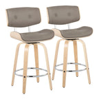 C Leksand 26 Fixed-Height Counter Stool with Bent Wood Legs (Set of 2)