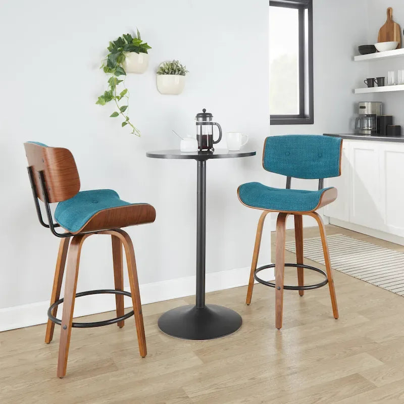 C Leksand 26 Fixed-Height Counter Stool with Bent Wood Legs (Set of 2)