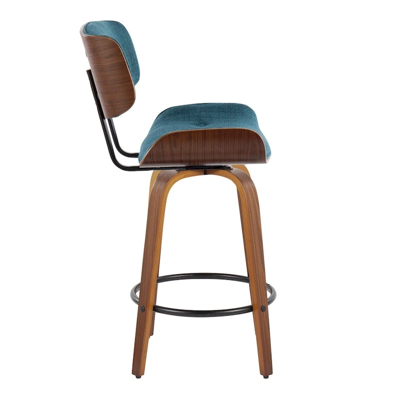 C Leksand 26 Fixed-Height Counter Stool with Bent Wood Legs (Set of 2)