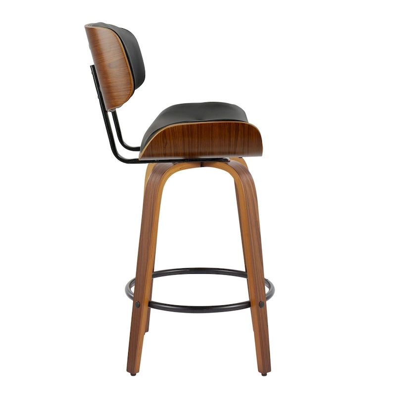 C Leksand 26 Fixed-Height Counter Stool with Bent Wood Legs (Set of 2)