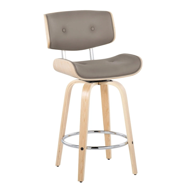 C Leksand 26 Fixed-Height Counter Stool with Bent Wood Legs (Set of 2)