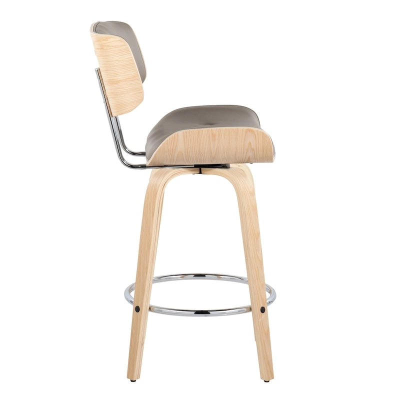C Leksand 26 Fixed-Height Counter Stool with Bent Wood Legs (Set of 2)