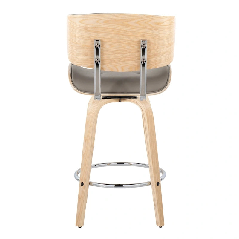 C Leksand 26 Fixed-Height Counter Stool with Bent Wood Legs (Set of 2)