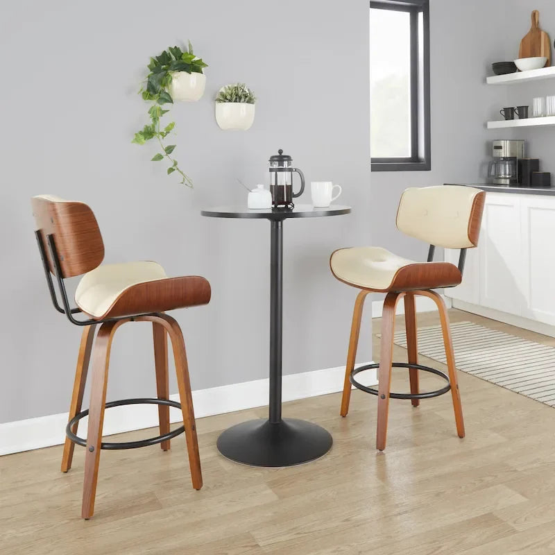 C Leksand 26 Fixed-Height Counter Stool with Bent Wood Legs (Set of 2)
