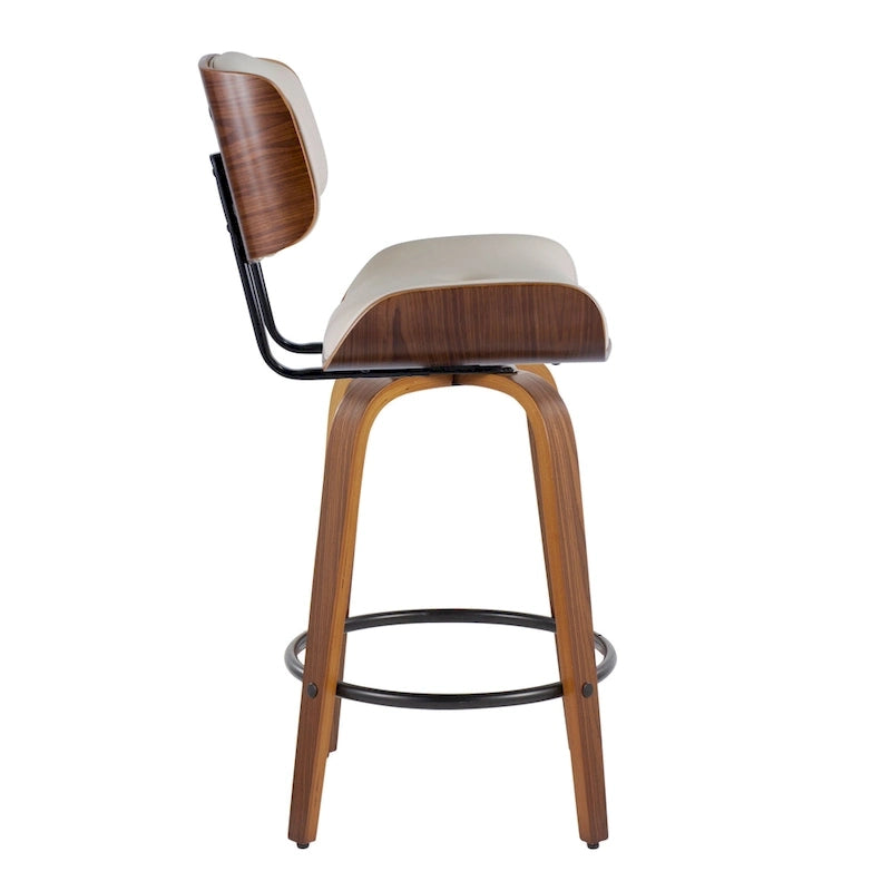 C Leksand 26 Fixed-Height Counter Stool with Bent Wood Legs (Set of 2)