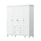 Armoire White Lacquer Wardrobe Engineered Wood for Bedroom