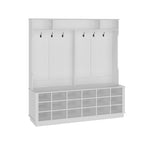 63W 18 Shoe Cubbies Wide Hall Tree With Hooks