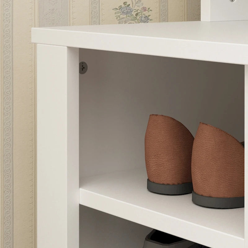 63W 18 Shoe Cubbies Wide Hall Tree With Hooks