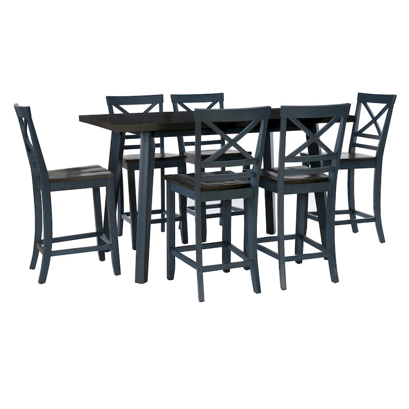 Kiri Blue/Grey Wood 7-Piece Dining Set