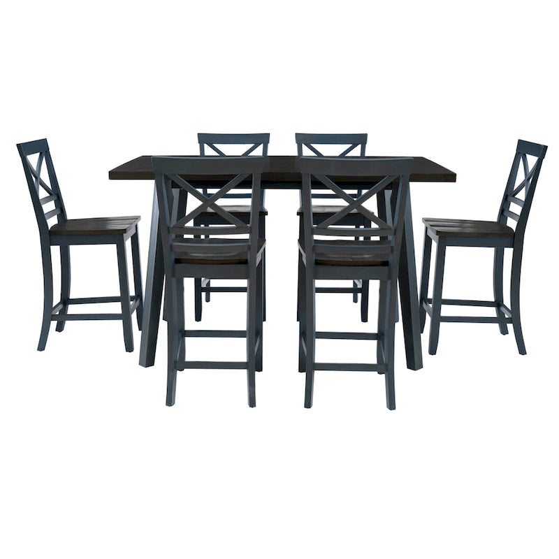 Kiri Blue/Grey Wood 7-Piece Dining Set