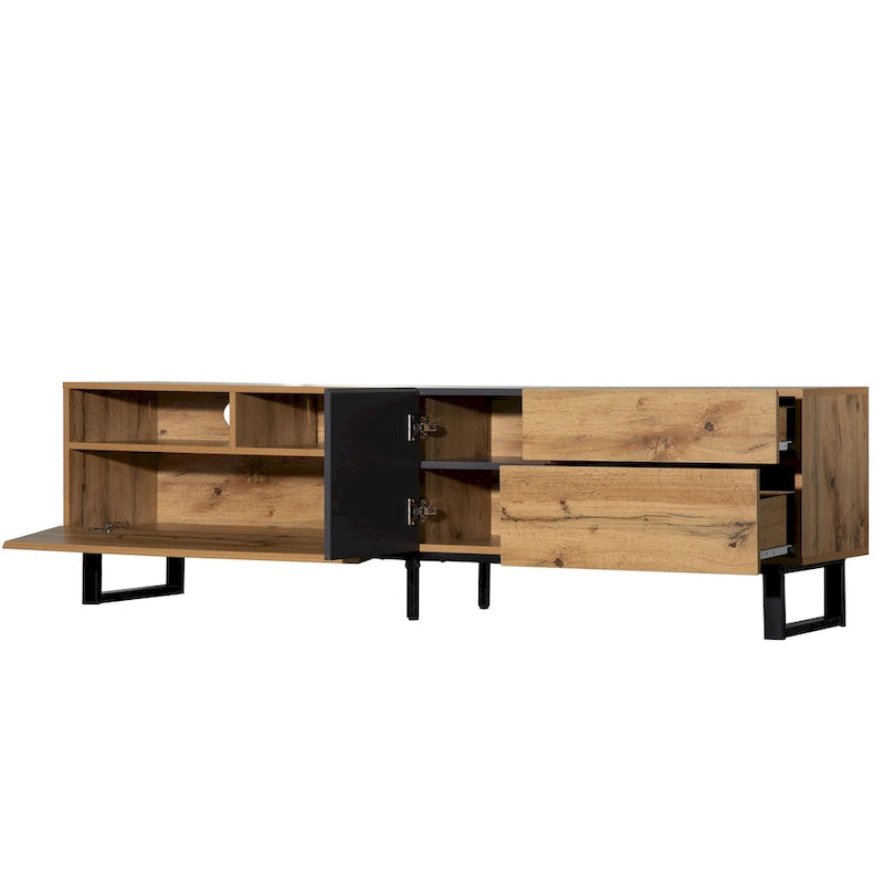 Modern TV Stand for 80 TV with Double Storage Space