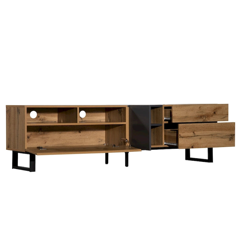 Modern TV Stand for 80 TV with Double Storage Space