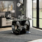 Raji Contemporary 63-inch Double Ring Glass Top Table