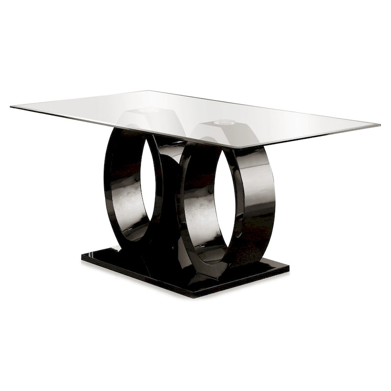 Raji Contemporary 63-inch Double Ring Glass Top Table