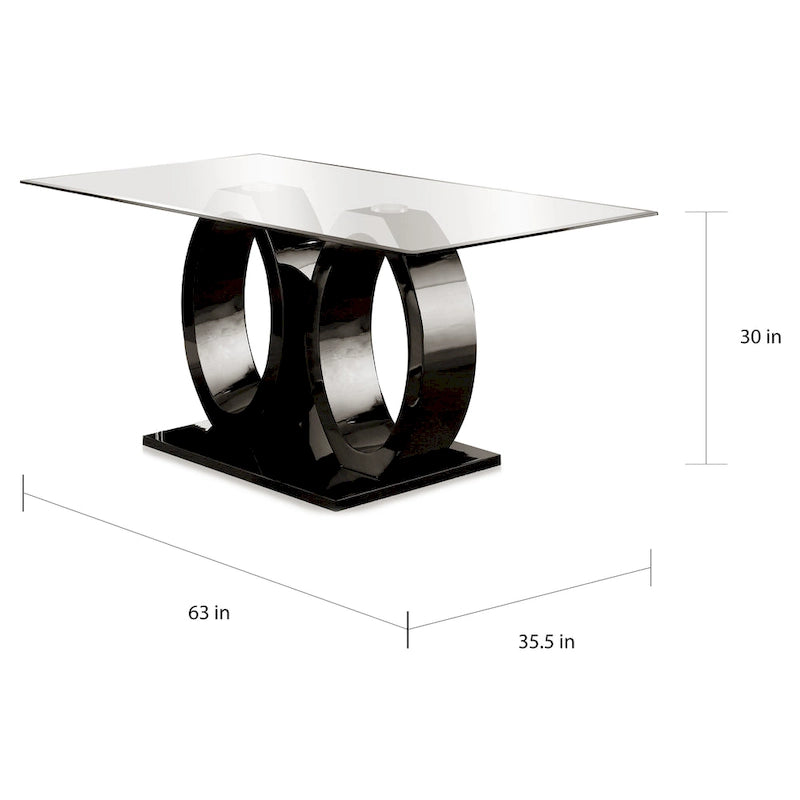 Raji Contemporary 63-inch Double Ring Glass Top Table
