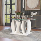 Raji Contemporary 63-inch Double Ring Glass Top Table