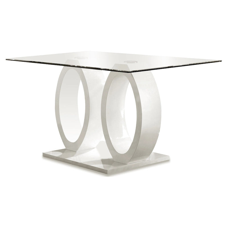 Raji Contemporary 63-inch Double Ring Glass Top Table