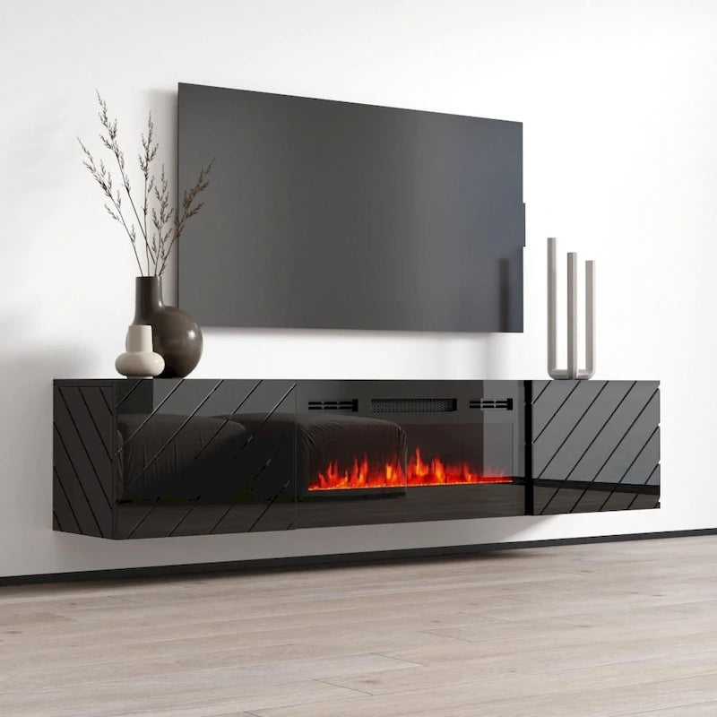 Luxe EF Wall Mounted Electric Fireplace Modern 72 TV Stand