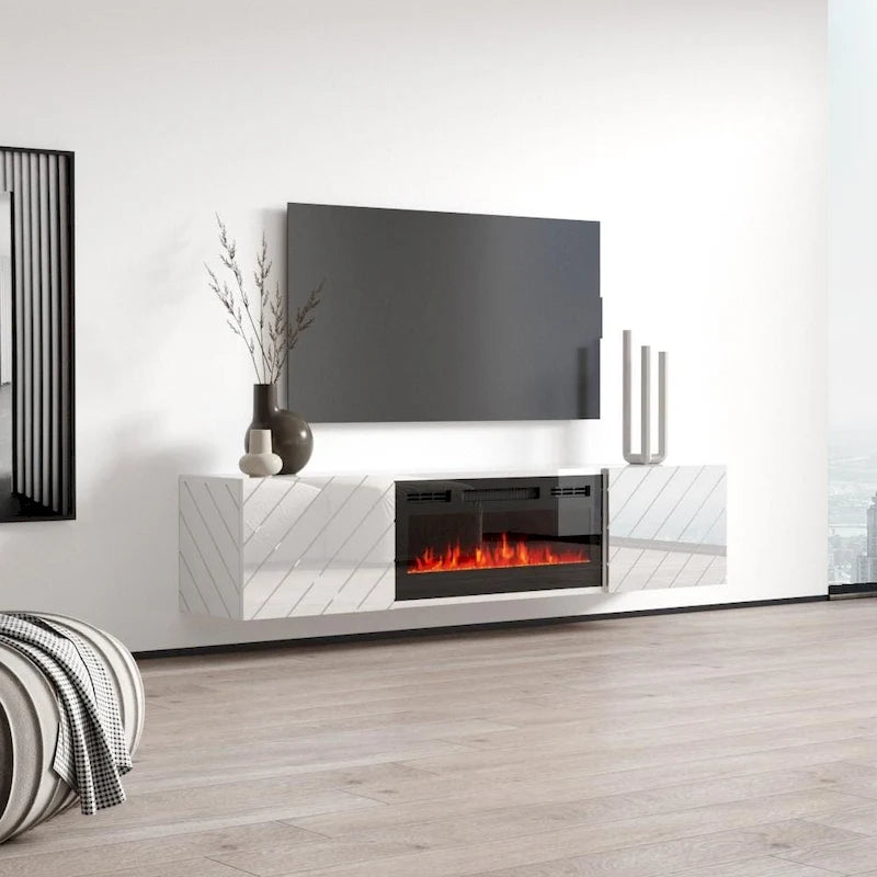 Luxe EF Wall Mounted Electric Fireplace Modern 72 TV Stand