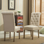 Roundhill Amonia 7-piece Dining Set, Turned-Leg Dining Table with 6 Tufted Chairs