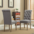 Roundhill Amonia 7-piece Dining Set, Turned-Leg Dining Table with 6 Tufted Chairs
