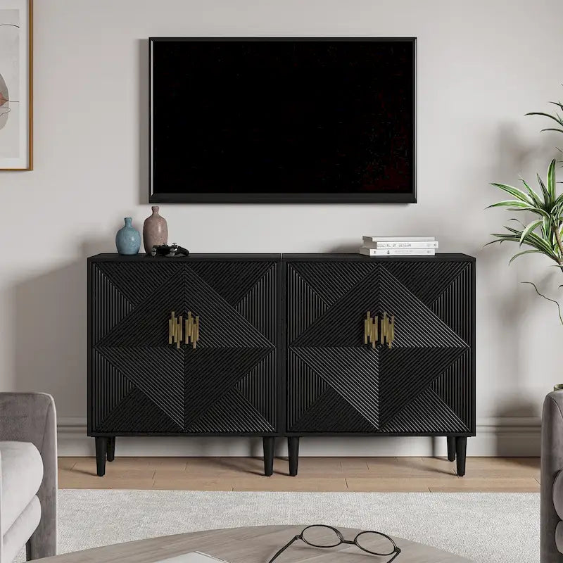 Damien Morden Storage TV Stand with Adjustable Shelves Set of 2 by