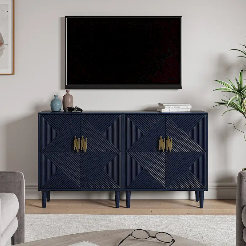 Damien Morden Storage TV Stand with Adjustable Shelves Set of 2 by