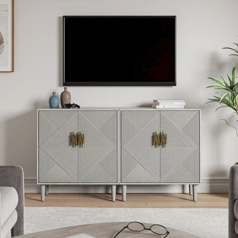 Damien Morden Storage TV Stand with Adjustable Shelves Set of 2 by