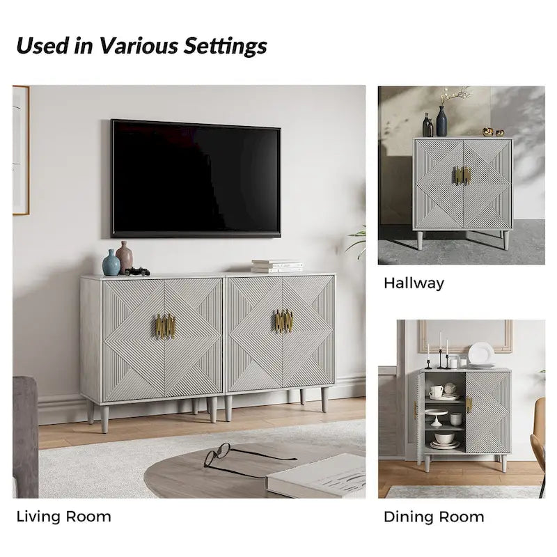 Damien Morden Storage TV Stand with Adjustable Shelves Set of 2 by