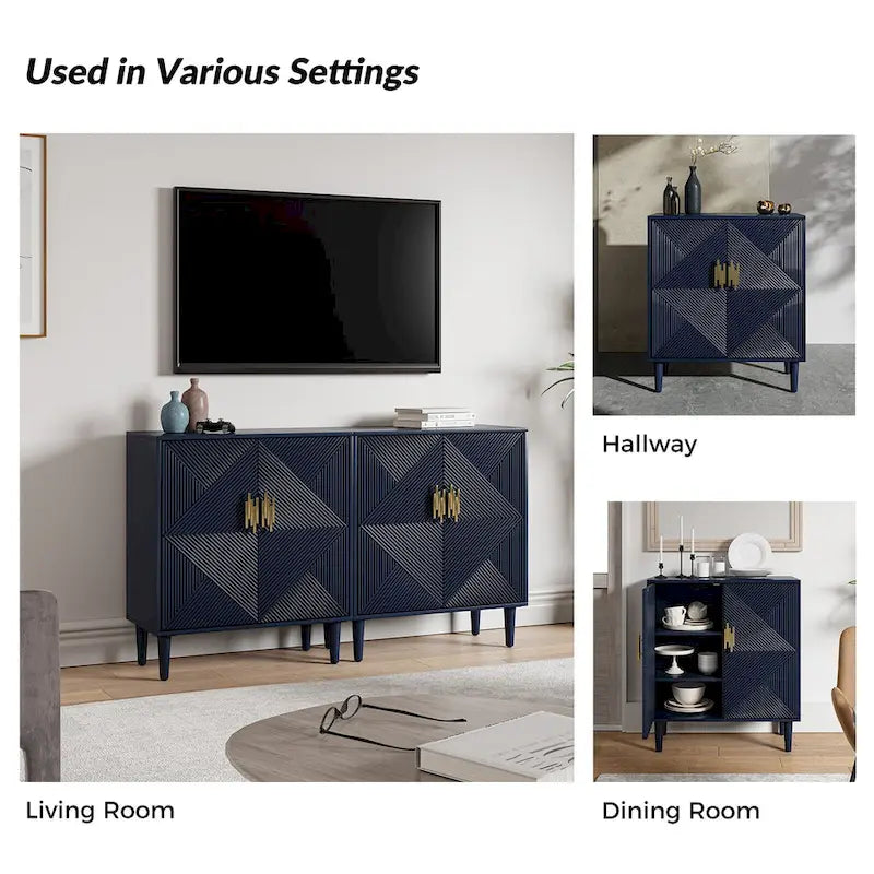 Damien Morden Storage TV Stand with Adjustable Shelves Set of 2 by