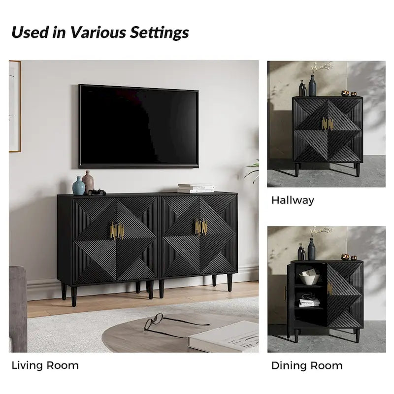 Damien Morden Storage TV Stand with Adjustable Shelves Set of 2 by
