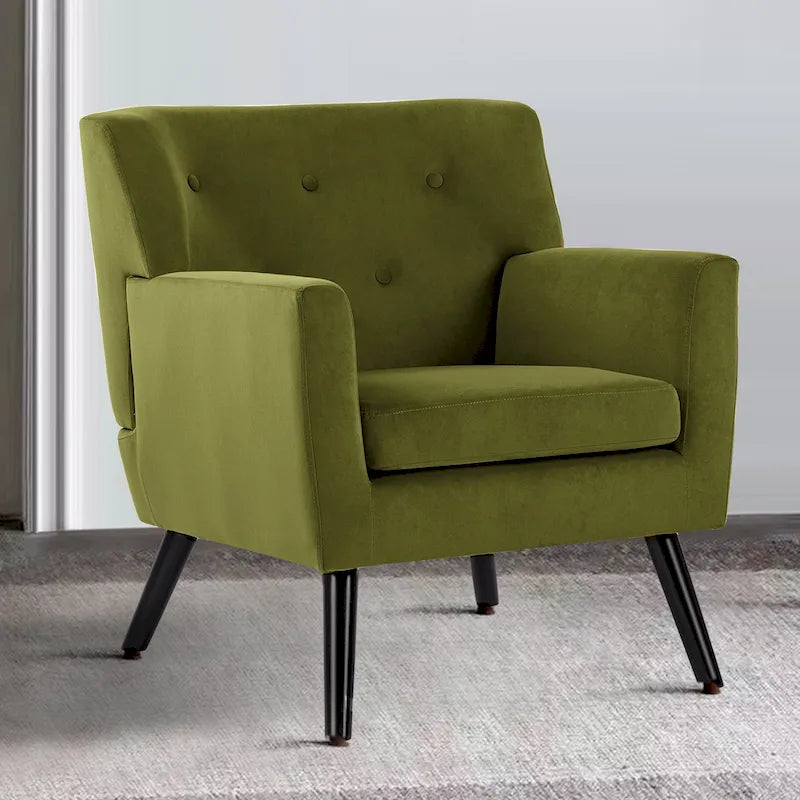 Velvet Upholstered Armchair Tufted Accent Chair for Living Room - 28.35W x 27.56D x 30.71H