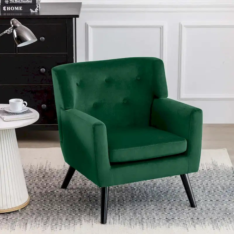 Velvet Upholstered Armchair Tufted Accent Chair for Living Room - 28.35W x 27.56D x 30.71H