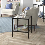 Hera 20 Wide Square Side Table with Clear Shelf
