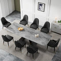9 - Piece 110.24 Extendable Sintered Stone Dining Table and 8 Leather Chairs Dining Set