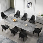 9 - Piece 110.24 Extendable Sintered Stone Dining Table and 8 Leather Chairs Dining Set