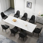 9 - Piece 110.24 Extendable Sintered Stone Dining Table and 8 Leather Chairs Dining Set