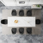 9 - Piece 110.24 Extendable Sintered Stone Dining Table and 8 Leather Chairs Dining Set