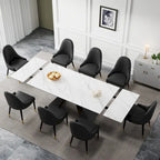 9 - Piece 110.24 Extendable Sintered Stone Dining Table and 8 Leather Chairs Dining Set