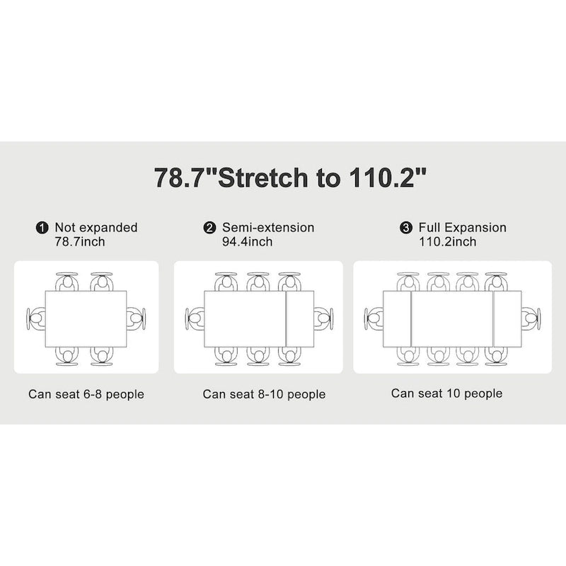 9 - Piece 110.24 Extendable Sintered Stone Dining Table and 8 Leather Chairs Dining Set