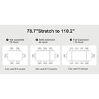 9 - Piece 110.24 Extendable Sintered Stone Dining Table and 8 Leather Chairs Dining Set