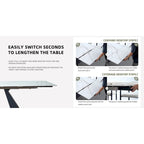 9 - Piece 110.24 Extendable Sintered Stone Dining Table and 8 Leather Chairs Dining Set