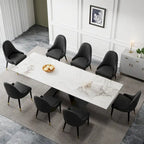 9 - Piece 110.24 Extendable Sintered Stone Dining Table and 8 Leather Chairs Dining Set