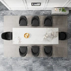 9 - Piece 110.24 Extendable Sintered Stone Dining Table and 8 Leather Chairs Dining Set