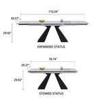 9 - Piece 110.24 Extendable Sintered Stone Dining Table and 8 Leather Chairs Dining Set