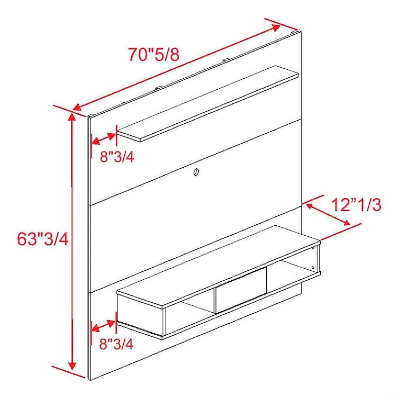 2-shelf Engineered Wood 70-inch TV Board for Flat Screens