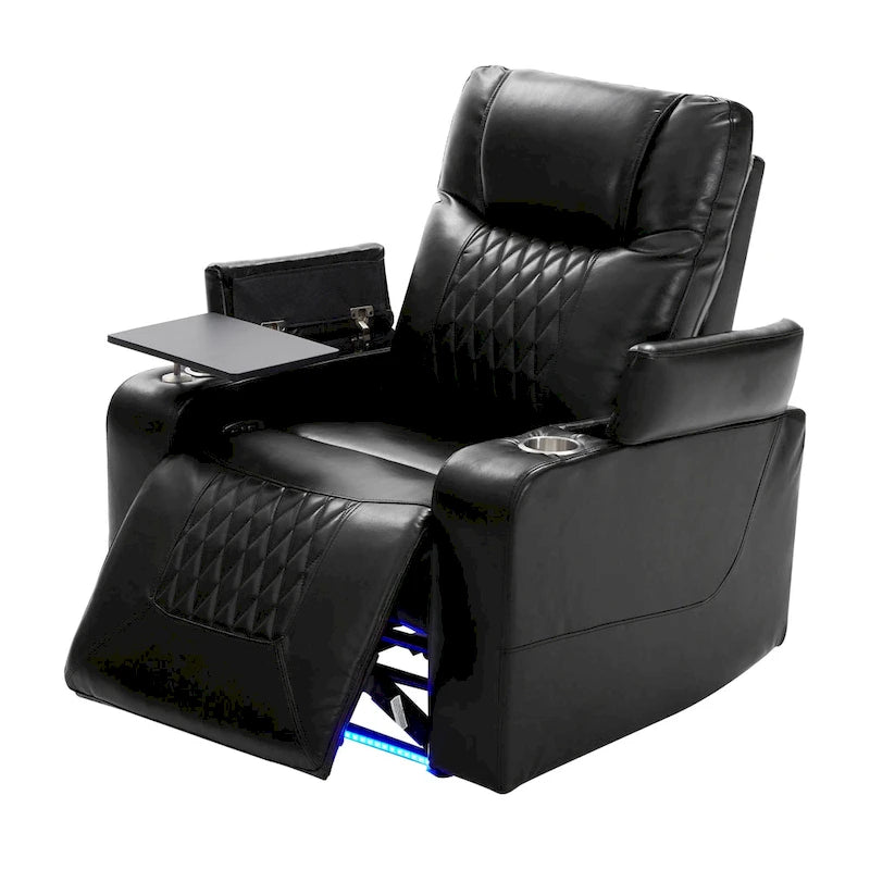 Power Motion Recliner with 2 Cup Holders and 360 Swivel Tray Table