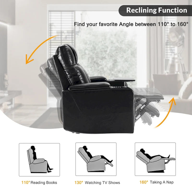 Power Motion Recliner with 2 Cup Holders and 360 Swivel Tray Table